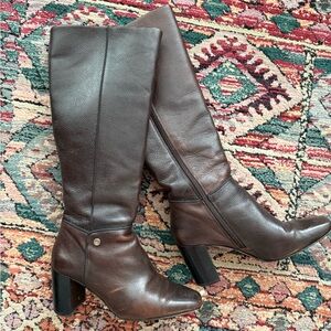 Elegant Brown Leather Knee-High Boots